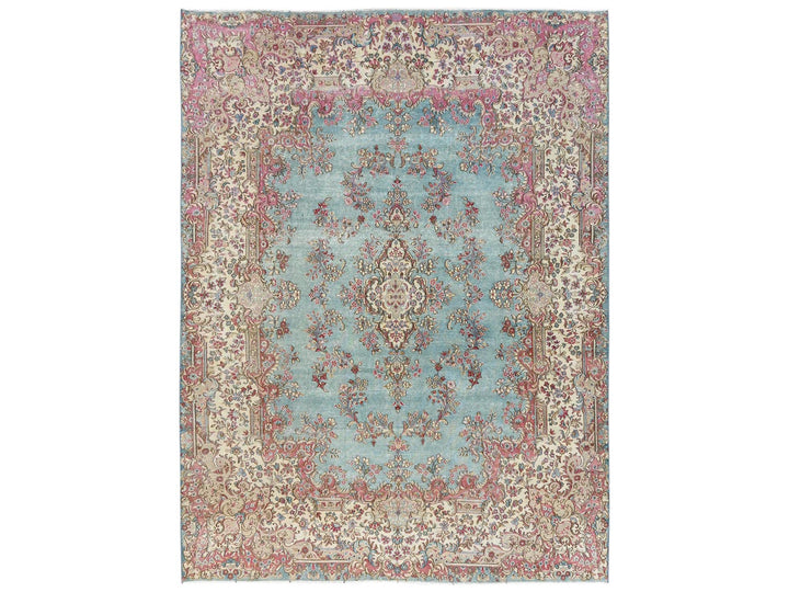 7'11" x 10'7" Vintage Hand Knotted Blue Wool Rectangle Oriental Rug - MOA1022541