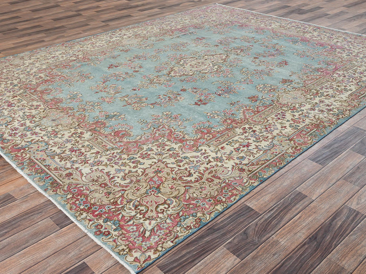 7'11" x 10'7" Vintage Hand Knotted Blue Wool Rectangle Oriental Rug - MOA1022541