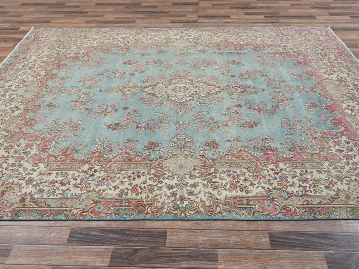 7'11" x 10'7" Vintage Hand Knotted Blue Wool Rectangle Oriental Rug - MOA1022541
