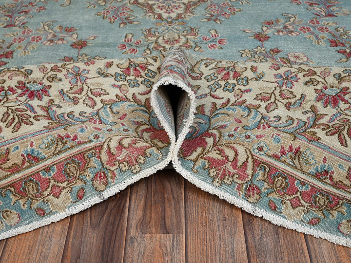 7'11" x 10'7" Vintage Hand Knotted Blue Wool Rectangle Oriental Rug - MOA1022541