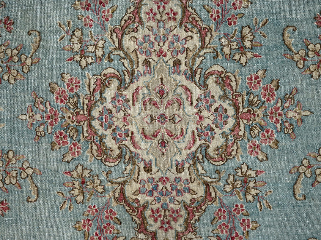 7'11" x 10'7" Vintage Hand Knotted Blue Wool Rectangle Oriental Rug - MOA1022541