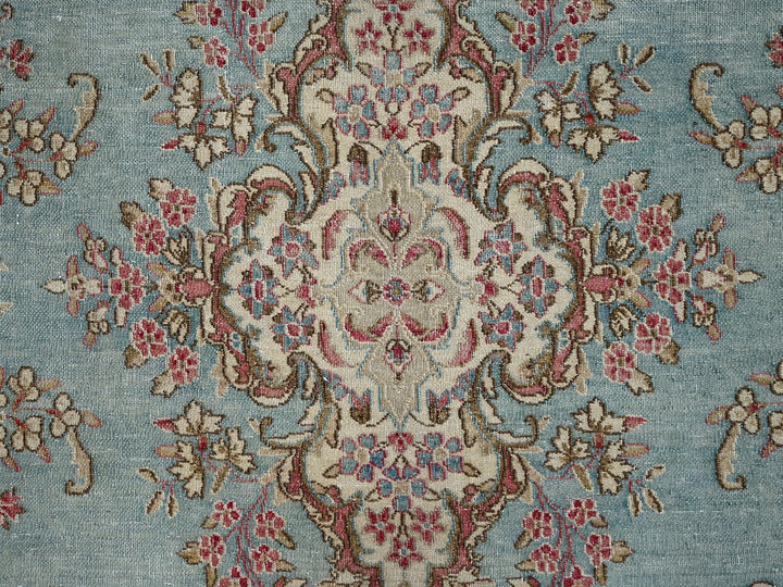 7'11" x 10'7" Vintage Hand Knotted Blue Wool Rectangle Oriental Rug - MOA1022541