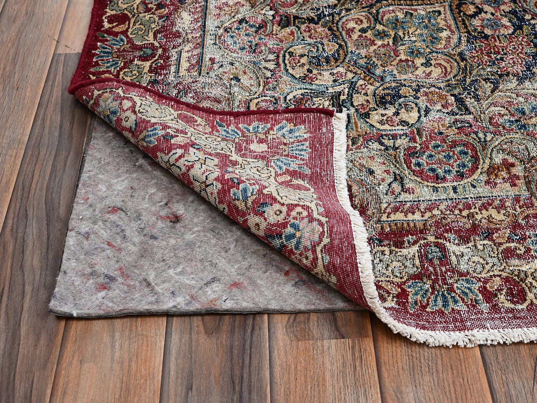 9'9" x 15'3" Vintage Hand Knotted Red Wool Rectangle Oriental Rug - MOA1022542