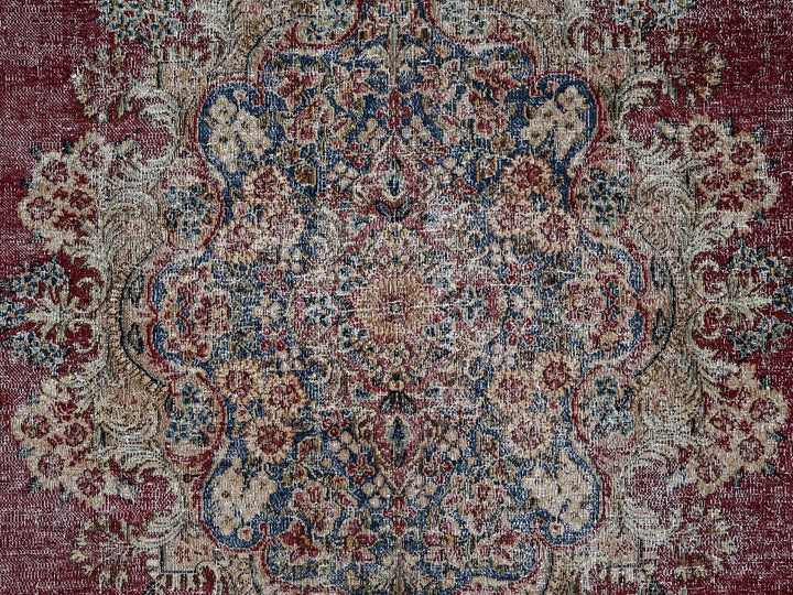9'9" x 15'3" Vintage Hand Knotted Red Wool Rectangle Oriental Rug - MOA1022542