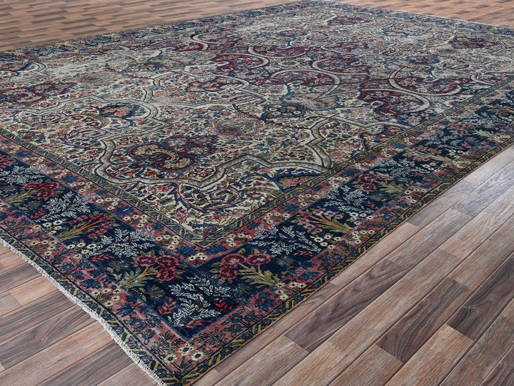 11'8" x 17'0" Vintage Hand Knotted Ivory Wool Rectangle Oriental Rug - MOA1022543