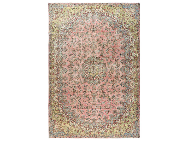 12'4" x 18'4" Vintage Hand Knotted Pink Wool Rectangle Oriental Rug - MOA1022544
