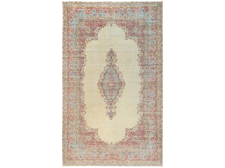 11'8" x 19'5" Vintage Hand Knotted Ivory Wool Rectangle Oriental Rug - MOA1022545
