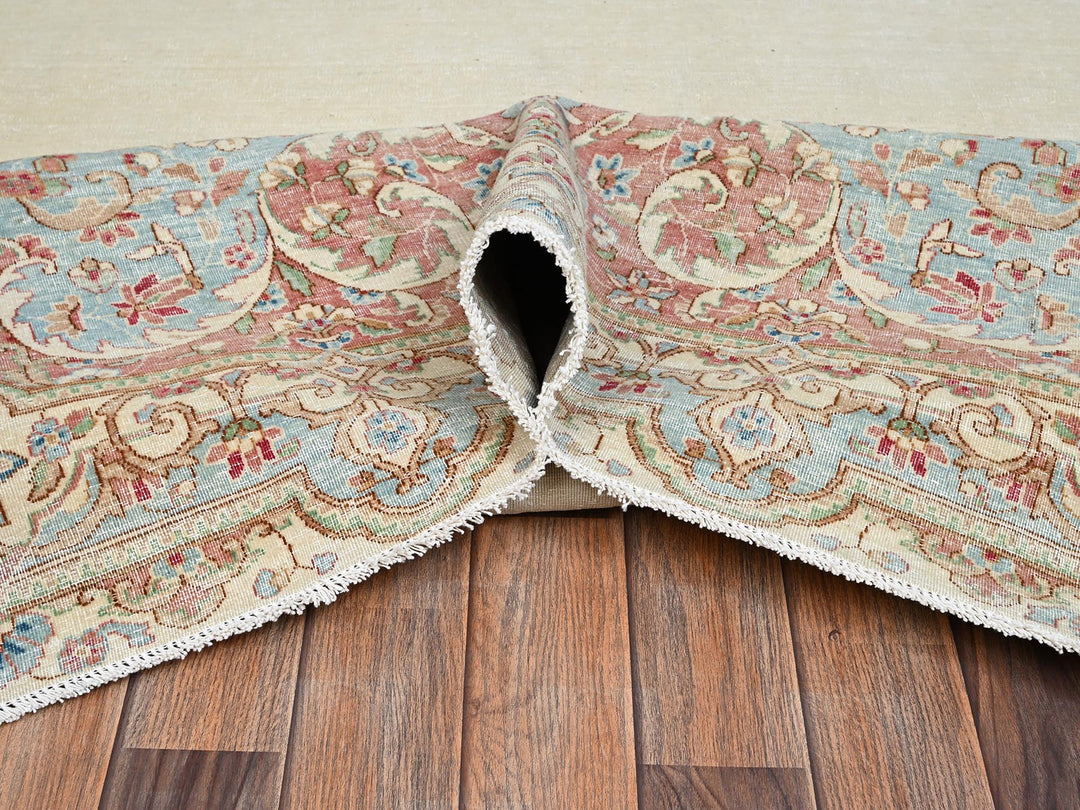 11'8" x 19'5" Vintage Hand Knotted Ivory Wool Rectangle Oriental Rug - MOA1022545