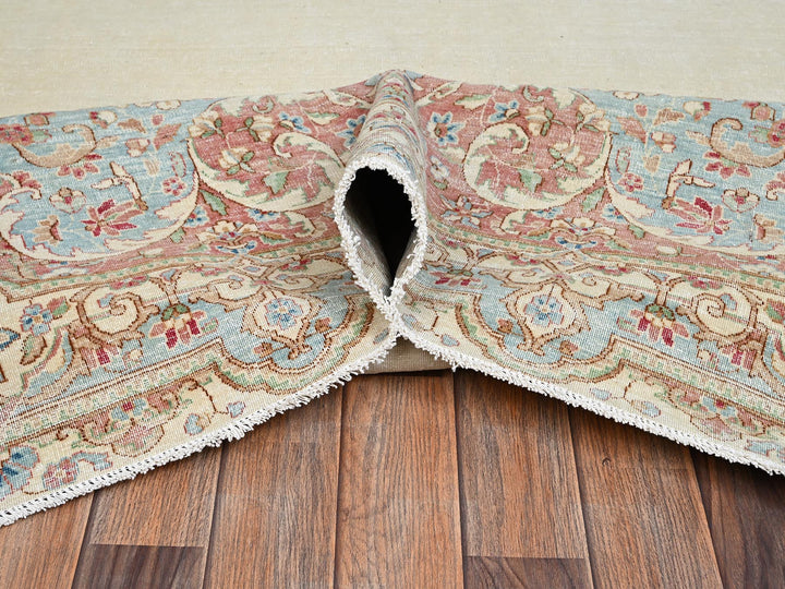 11'8" x 19'5" Vintage Hand Knotted Ivory Wool Rectangle Oriental Rug - MOA1022545