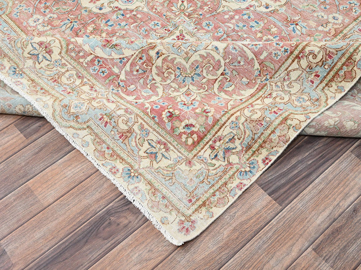 11'8" x 19'5" Vintage Hand Knotted Ivory Wool Rectangle Oriental Rug - MOA1022545