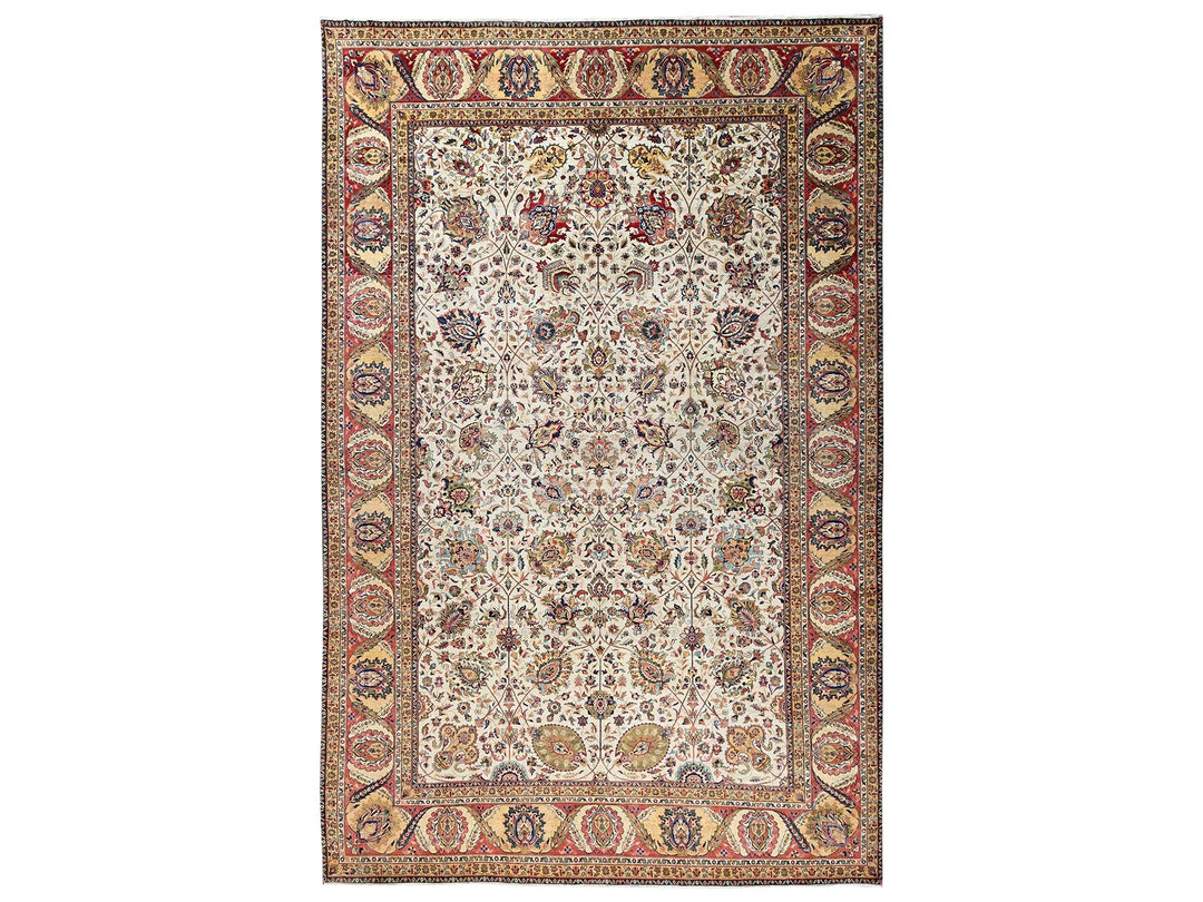 12'0" x 18'4" New Hand Knotted Ivory Wool Rectangle Oriental Rug - MOA1022546