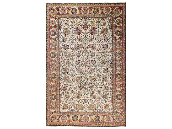 12'0" x 18'4" New Hand Knotted Ivory Wool Rectangle Oriental Rug - MOA1022546