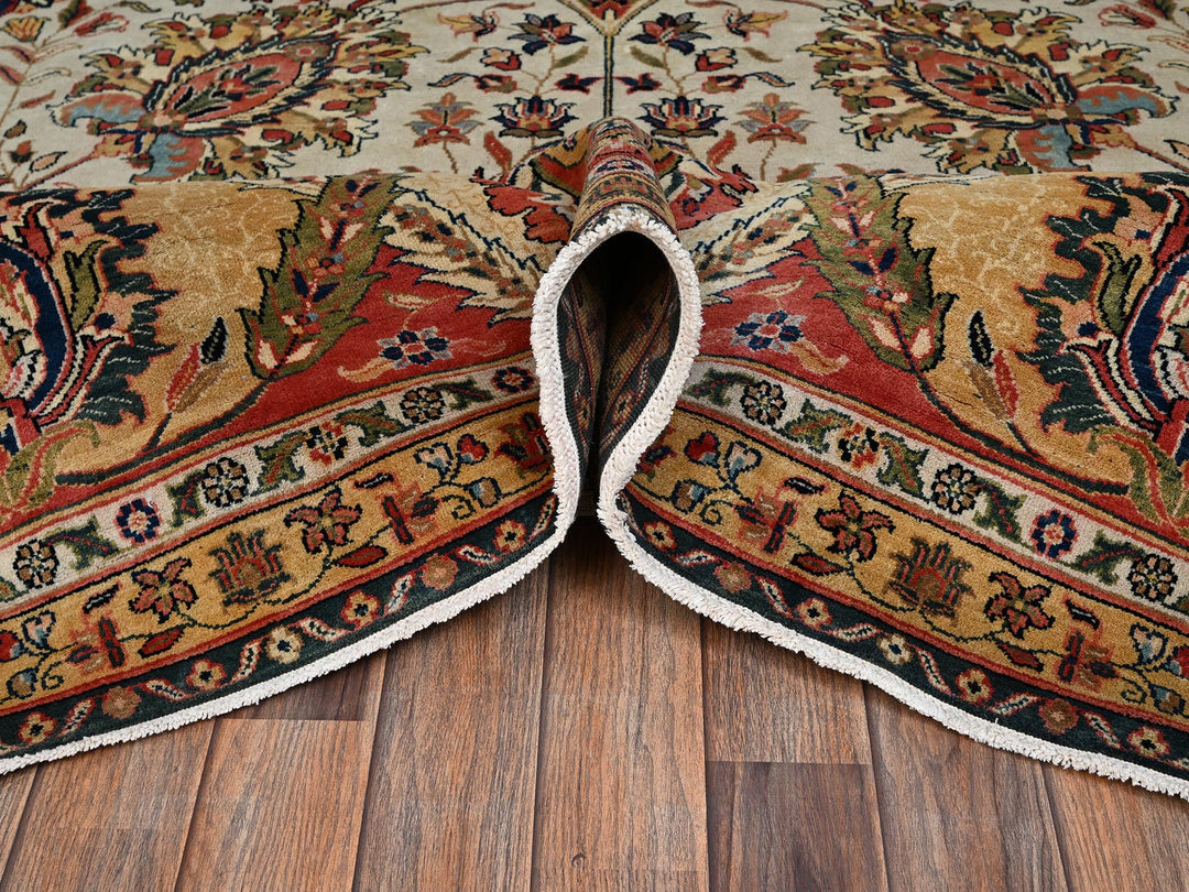 12'0" x 18'4" New Hand Knotted Ivory Wool Rectangle Oriental Rug - MOA1022546
