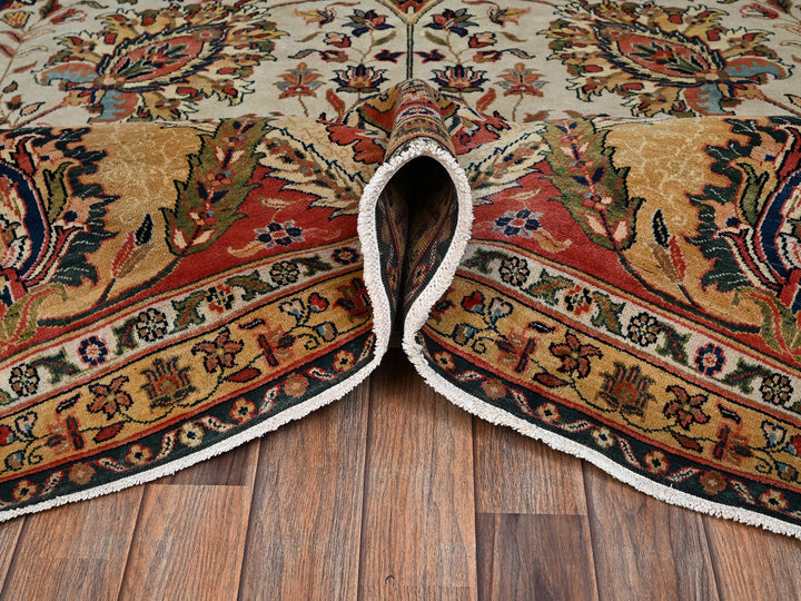 12'0" x 18'4" New Hand Knotted Ivory Wool Rectangle Oriental Rug - MOA1022546