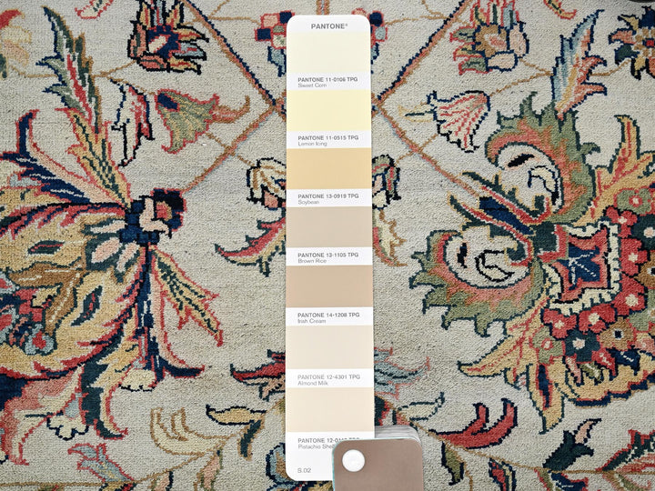 12'0" x 18'4" New Hand Knotted Ivory Wool Rectangle Oriental Rug - MOA1022546