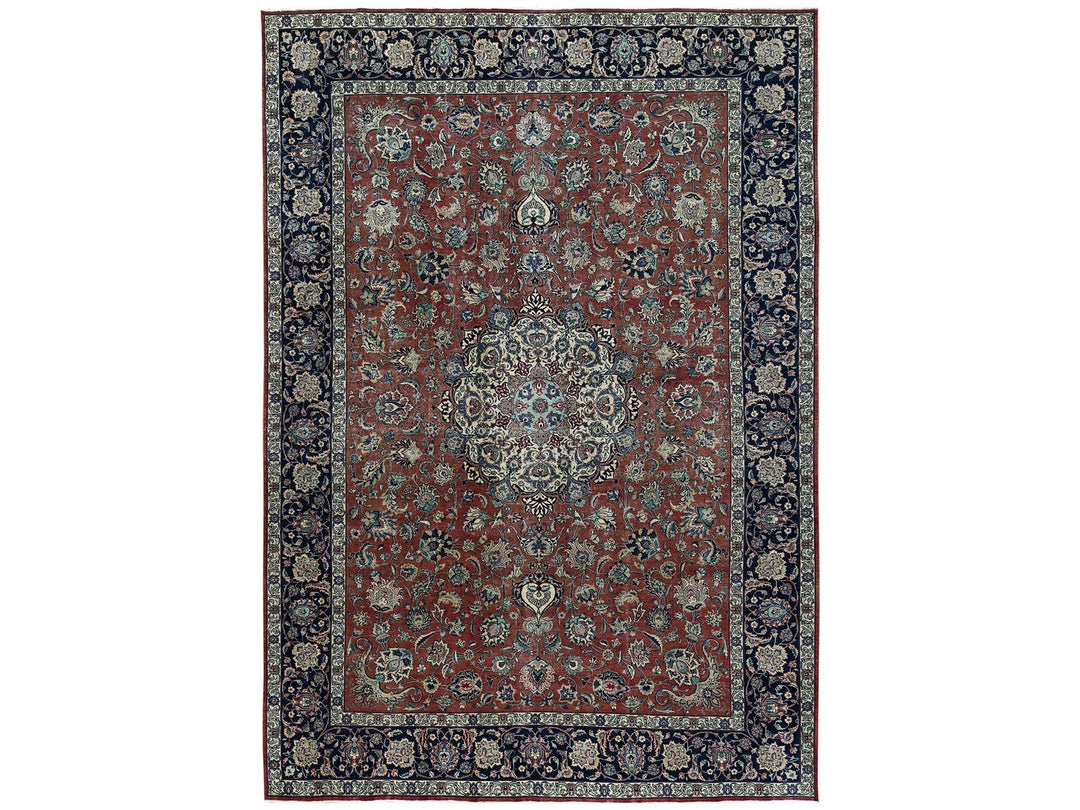 10'10" x 15'4" Vintage Hand Knotted Brown Wool Rectangle Oriental Rug - MOA1022547