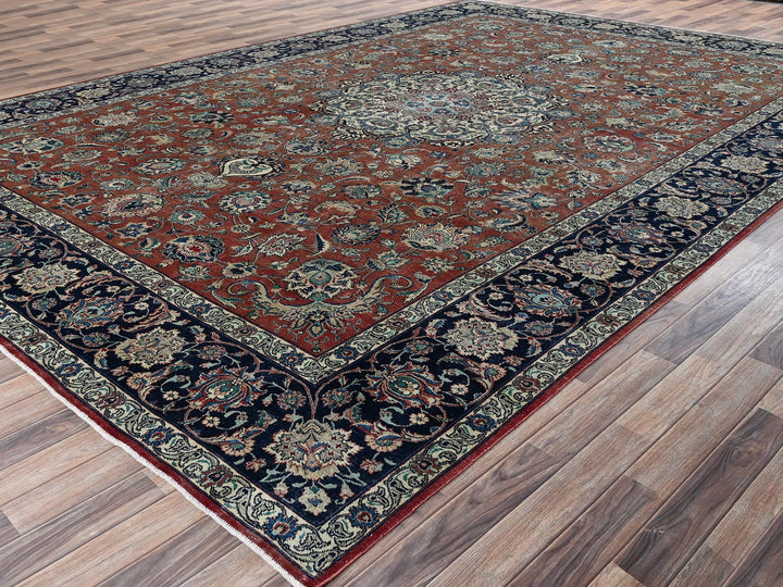 10'10" x 15'4" Vintage Hand Knotted Brown Wool Rectangle Oriental Rug - MOA1022547