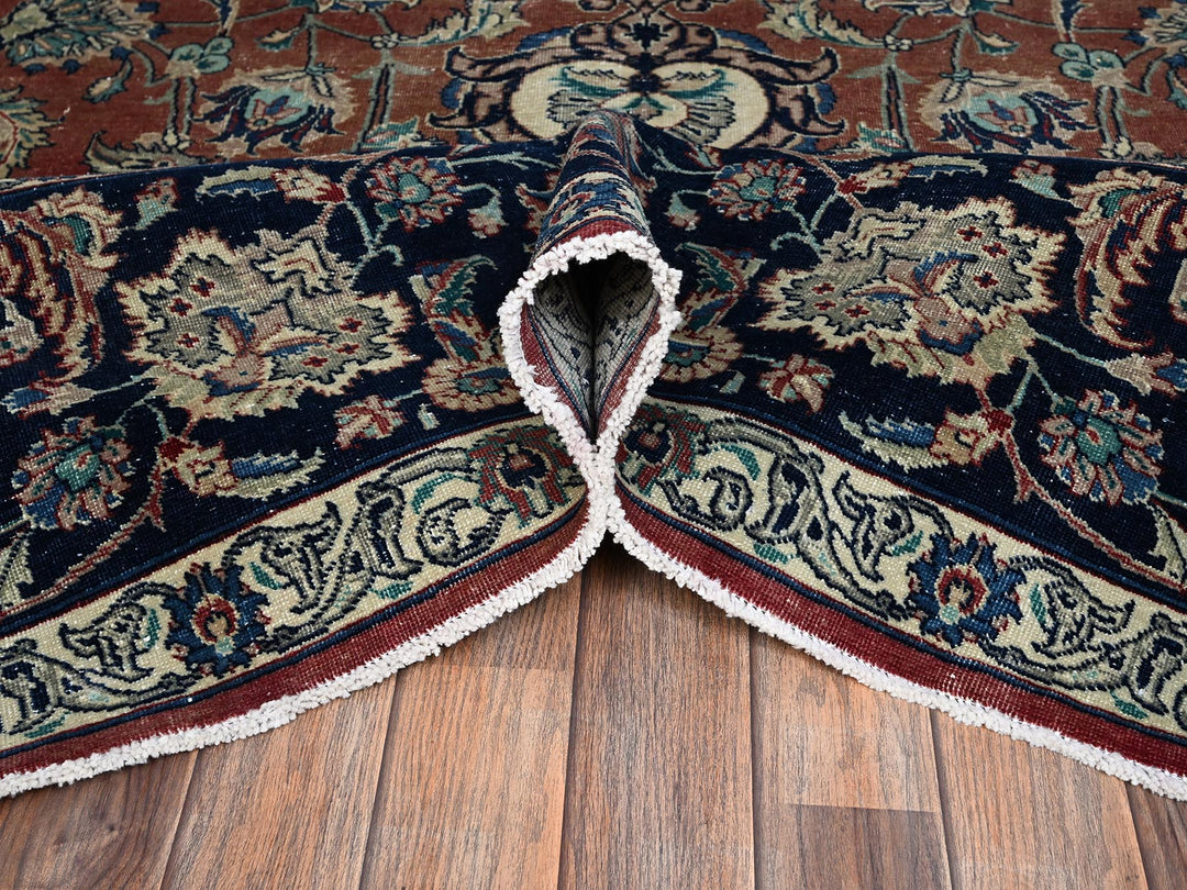 10'10" x 15'4" Vintage Hand Knotted Brown Wool Rectangle Oriental Rug - MOA1022547
