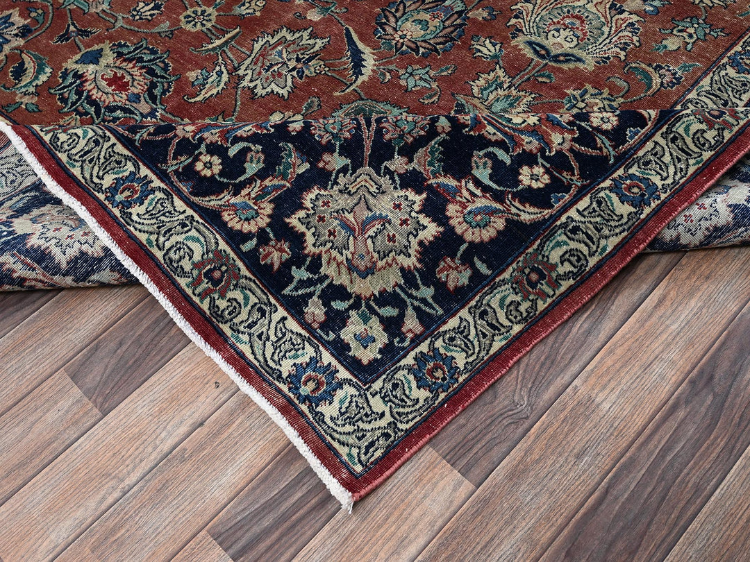 10'10" x 15'4" Vintage Hand Knotted Brown Wool Rectangle Oriental Rug - MOA1022547