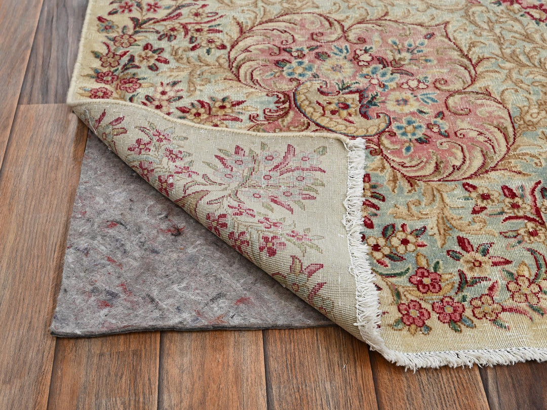 8'5" x 14'5" Vintage Hand Knotted Ivory Wool Rectangle Oriental Rug - MOA1022548