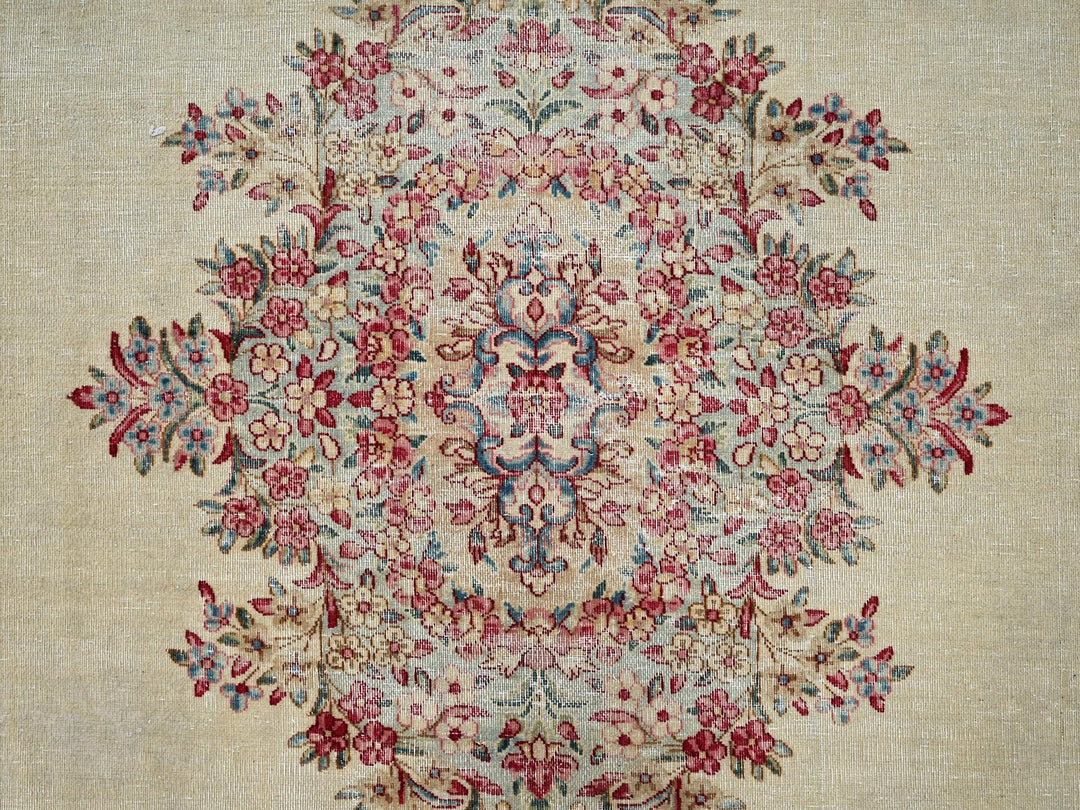 8'5" x 14'5" Vintage Hand Knotted Ivory Wool Rectangle Oriental Rug - MOA1022548