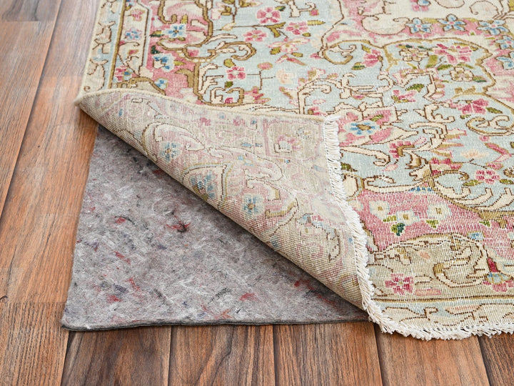 7'10" x 10'0" Vintage Hand Knotted Ivory Wool Rectangle Oriental Rug - MOA1022550