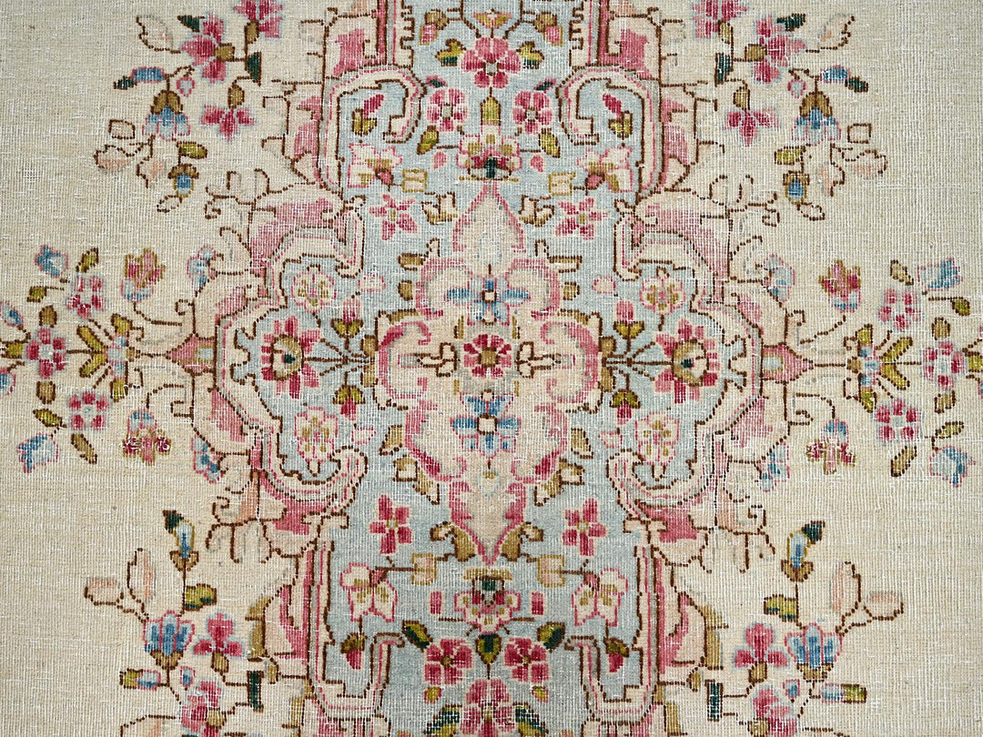 7'10" x 10'0" Vintage Hand Knotted Ivory Wool Rectangle Oriental Rug - MOA1022550
