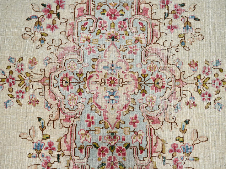 7'10" x 10'0" Vintage Hand Knotted Ivory Wool Rectangle Oriental Rug - MOA1022550