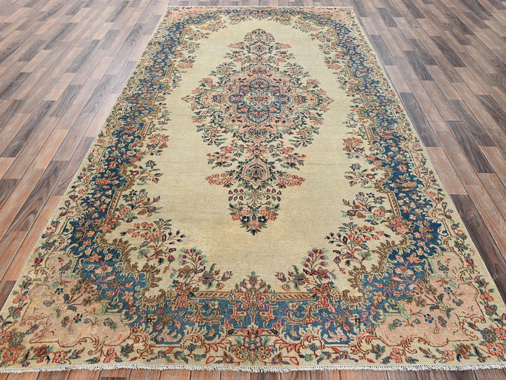 5'11" x 11'5" Vintage Hand Knotted Ivory Wool Runner Oriental Rug - MOA1022551