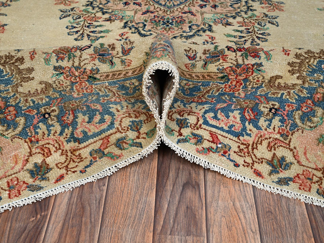 5'11" x 11'5" Vintage Hand Knotted Ivory Wool Runner Oriental Rug - MOA1022551