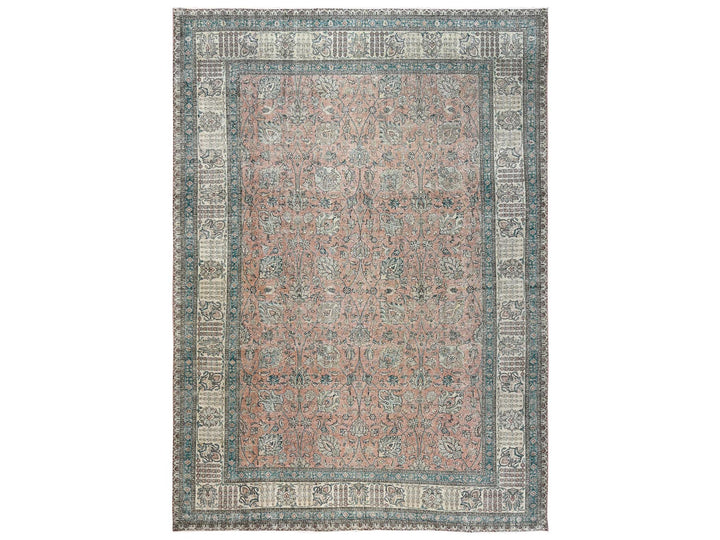 11'5" x 16'0" Vintage Hand Knotted Pink Wool Rectangle Oriental Rug - MOA1022552