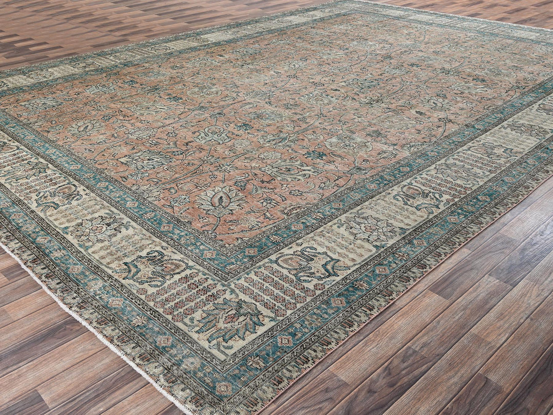 11'5" x 16'0" Vintage Hand Knotted Pink Wool Rectangle Oriental Rug - MOA1022552