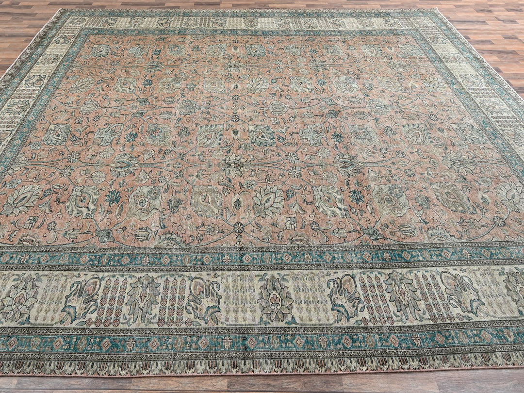 11'5" x 16'0" Vintage Hand Knotted Pink Wool Rectangle Oriental Rug - MOA1022552