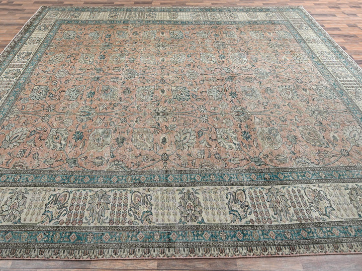 11'5" x 16'0" Vintage Hand Knotted Pink Wool Rectangle Oriental Rug - MOA1022552