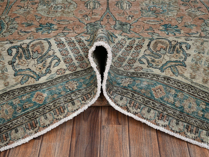 11'5" x 16'0" Vintage Hand Knotted Pink Wool Rectangle Oriental Rug - MOA1022552