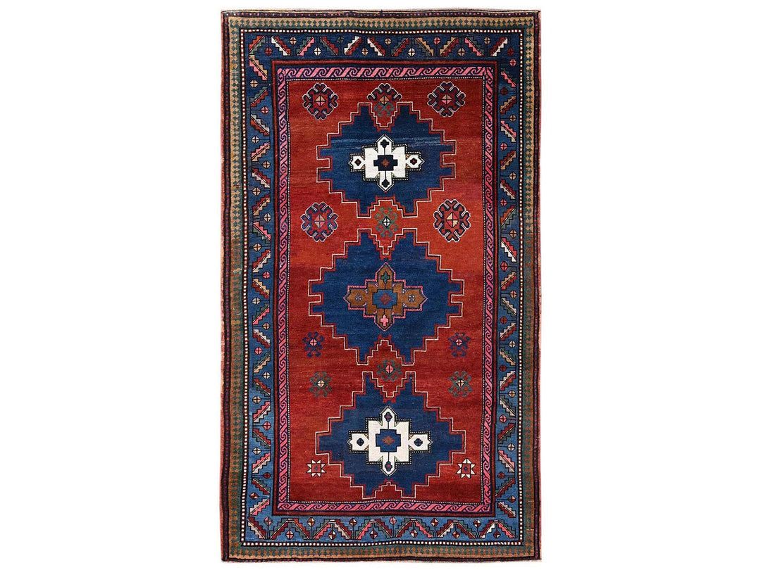 4'9" x 8'3" Vintage Hand Knotted Red Wool Rectangle Oriental Rug - MOA1022555