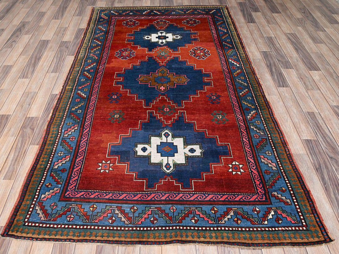 4'9" x 8'3" Vintage Hand Knotted Red Wool Rectangle Oriental Rug - MOA1022555