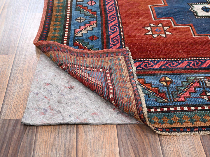 4'9" x 8'3" Vintage Hand Knotted Red Wool Rectangle Oriental Rug - MOA1022555