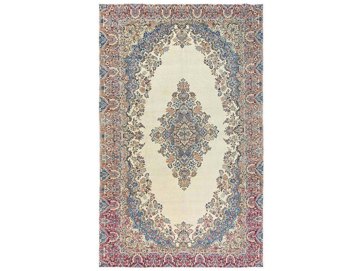 10'2" x 15'10" Vintage Hand Knotted Ivory Wool Rectangle Oriental Rug - MOA1022557