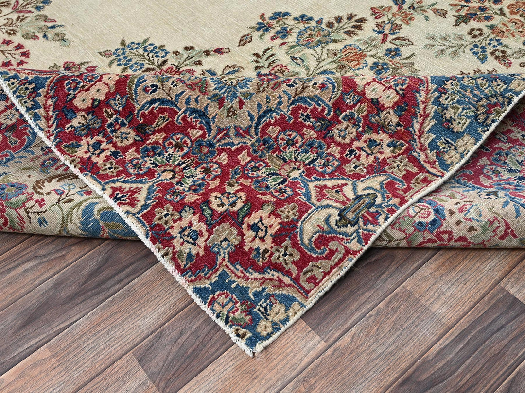 10'2" x 15'10" Vintage Hand Knotted Ivory Wool Rectangle Oriental Rug - MOA1022557