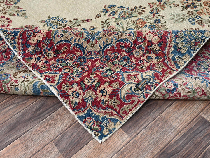 10'2" x 15'10" Vintage Hand Knotted Ivory Wool Rectangle Oriental Rug - MOA1022557