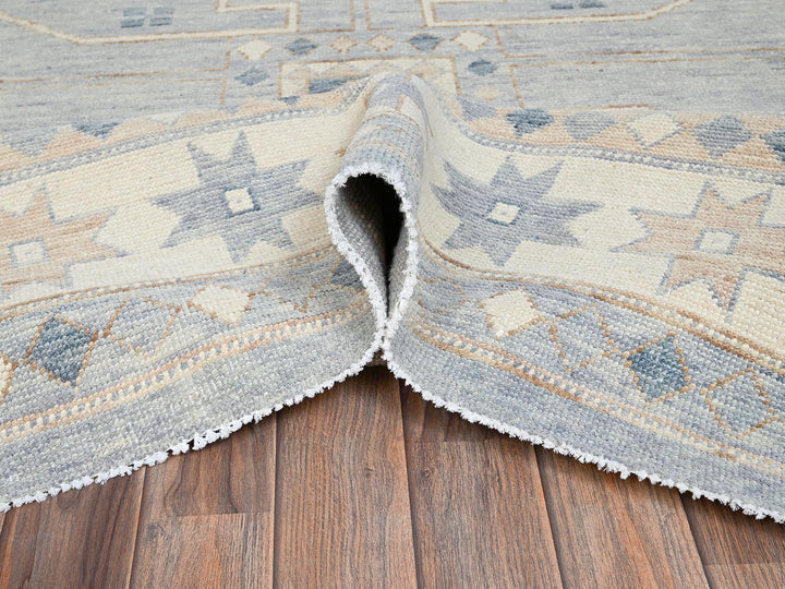 9'11" x 14'1" New Hand Knotted Grey Wool Rectangle Oriental Rug - MOA1022560