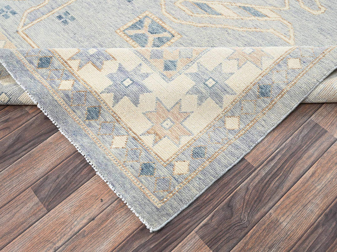 9'11" x 14'1" New Hand Knotted Grey Wool Rectangle Oriental Rug - MOA1022560