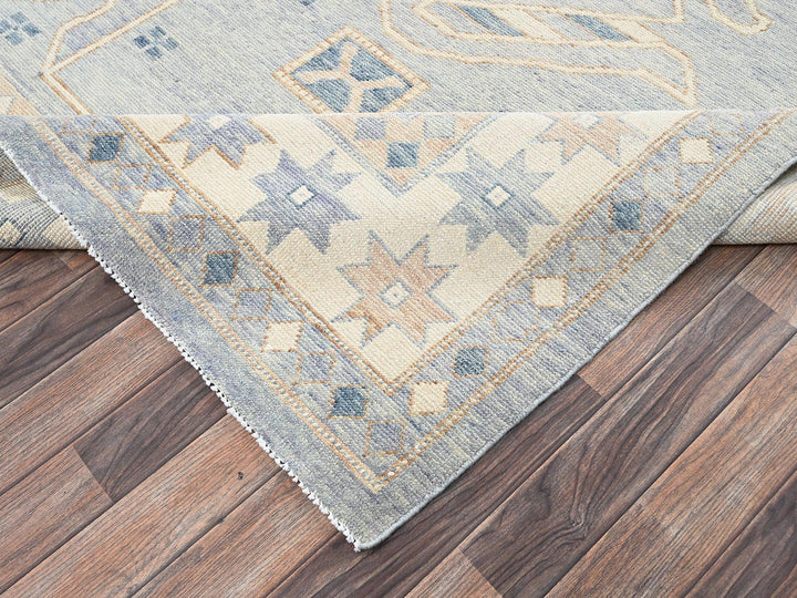 9'11" x 14'1" New Hand Knotted Grey Wool Rectangle Oriental Rug - MOA1022560