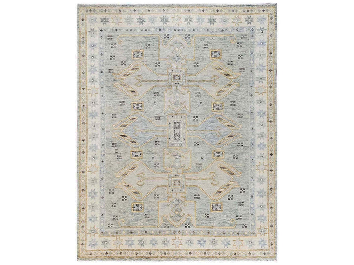 8'0" x 10'2" New Hand Knotted Grey Wool Rectangle Oriental Rug - MOA1022561