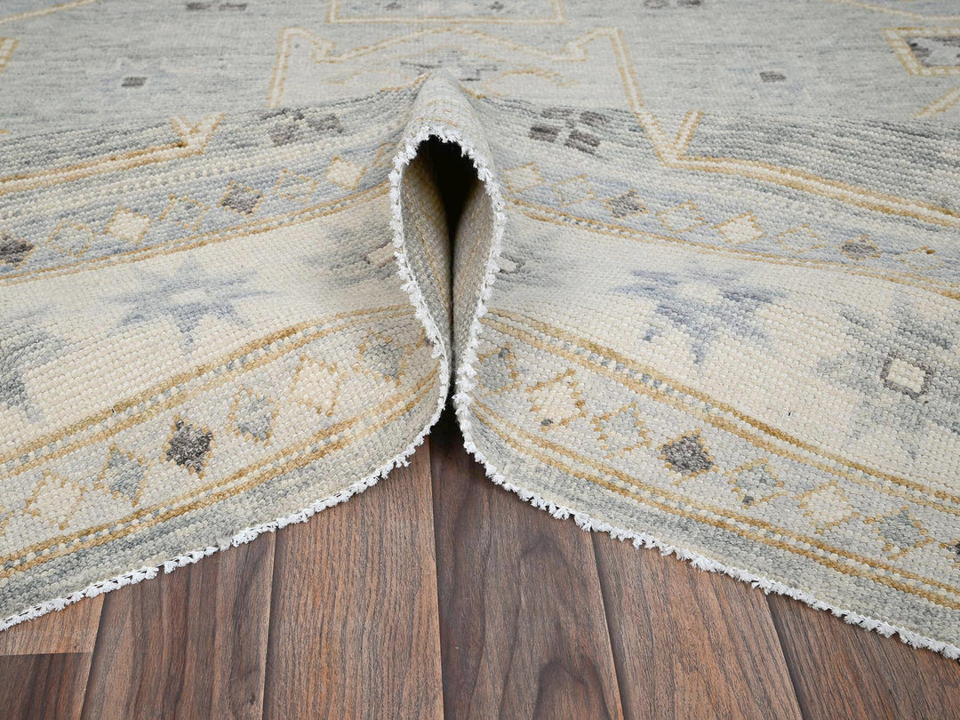 8'0" x 10'2" New Hand Knotted Grey Wool Rectangle Oriental Rug - MOA1022561