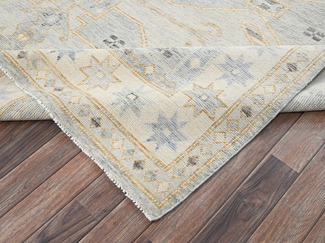 8'0" x 10'2" New Hand Knotted Grey Wool Rectangle Oriental Rug - MOA1022561