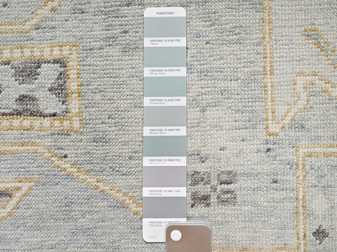 8'0" x 10'2" New Hand Knotted Grey Wool Rectangle Oriental Rug - MOA1022561