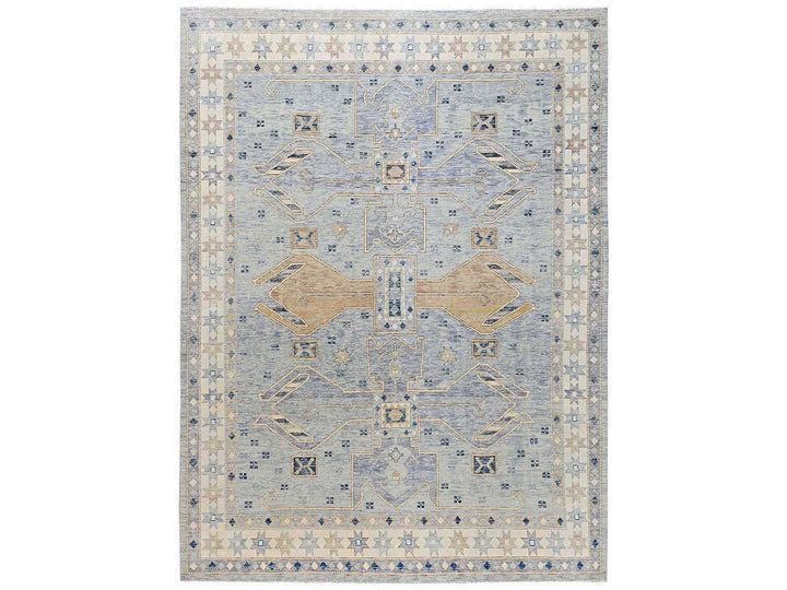11'8" x 14'11" New Hand Knotted Grey Wool Rectangle Oriental Rug - MOA1022562