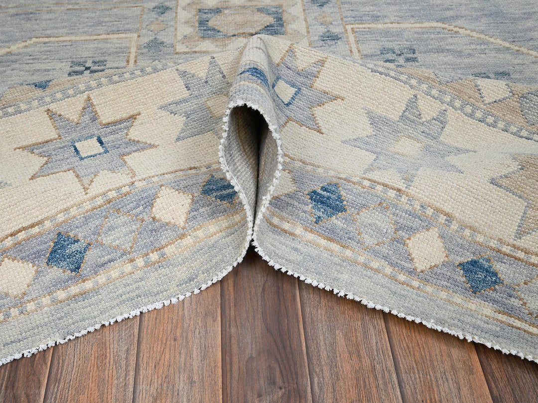 11'8" x 14'11" New Hand Knotted Grey Wool Rectangle Oriental Rug - MOA1022562
